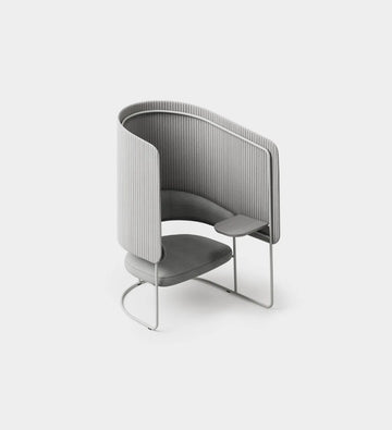 Curved Privacy Lounge Chair with Side Table in Grey