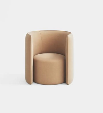 Modern Barrel Accent Chair in Camel Beige