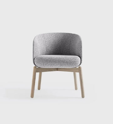 Textured Grey Lounge Chair with Wooden Legs