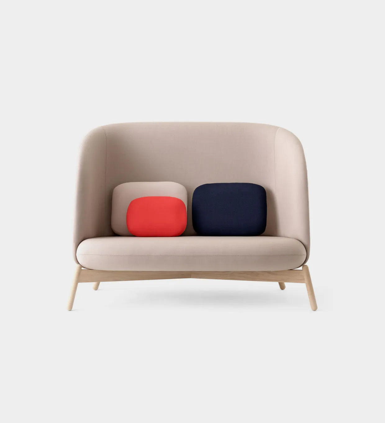 Modern High-Back Loveseat with Color Accent Cushions